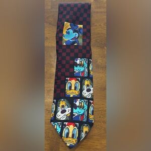 Atlas Design Disney Checkered Neck Tie Red/Black